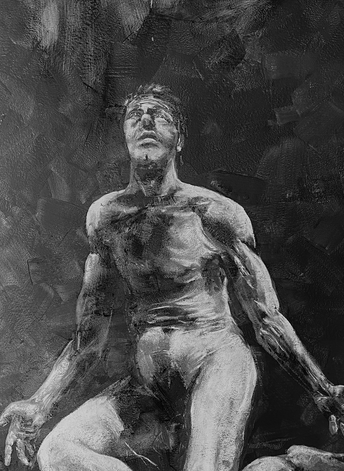 « Not job », 2024, graphite et acrylique sur bois, 90 x 60 cm. © Jean-Philippe Roubaud, ADAGP Image