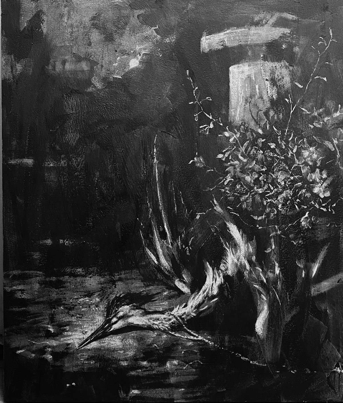 « La Corde 1 », 2024, graphite et acrylique sur bois, 70 x 60 cm. © Jean-Philippe Roubaud, ADAGP Image