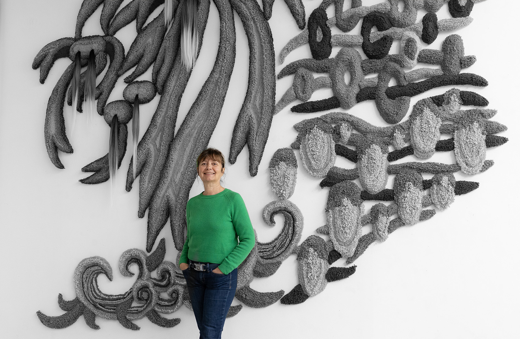 © Victoria Maskell With Palm Spring, Golden wave and Upside down I & II. tapisserie en laine touffetée Image