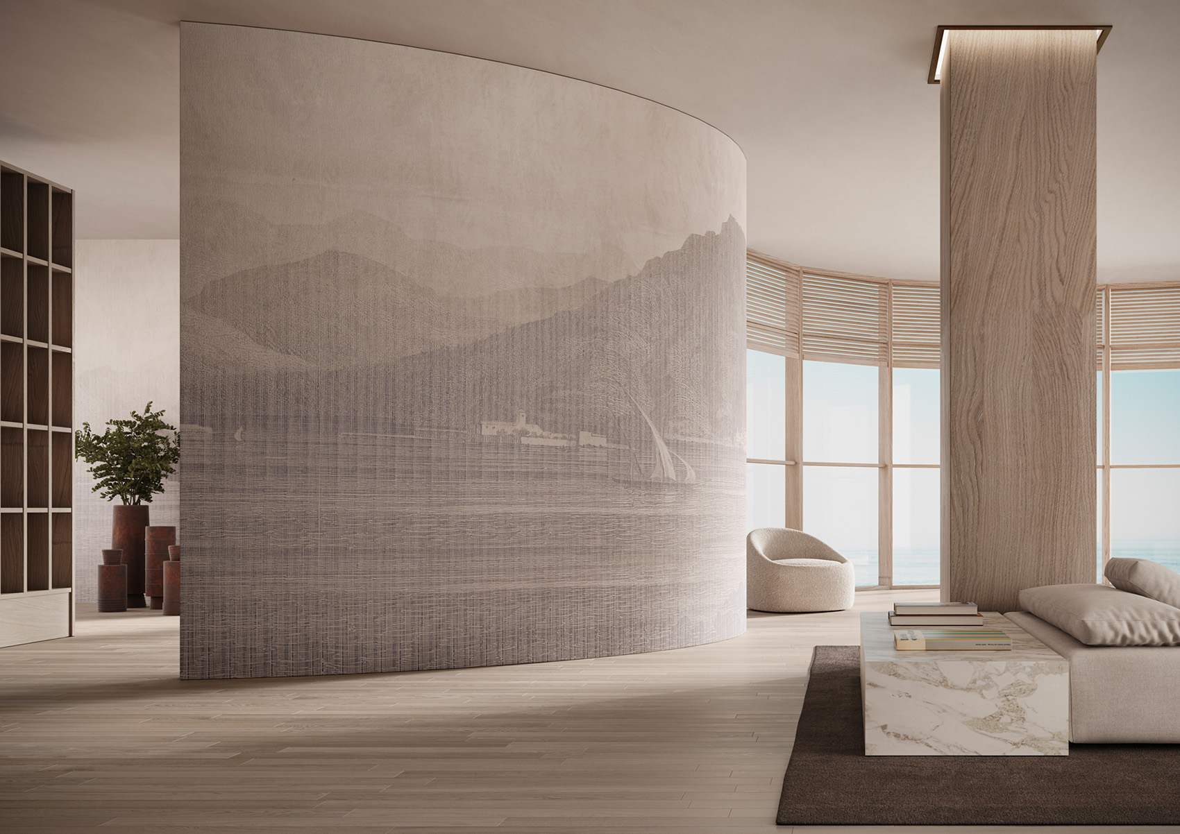  Ergo Panneau trompe-l'oeil Napoli, collection Glamora Creative Chapter XIII. L'évasion immobile... 91€ / m2. Chez Question d'Intérieur, le Tholonet-Palette. Image